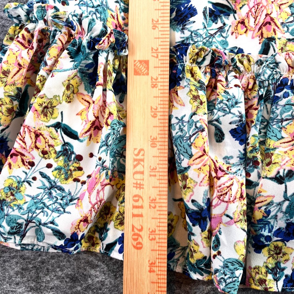Taylor Floral V-Neck Smocked Dress Womens M Multicolor Boho Chiffon Cottagecore - Picture 11 of 12